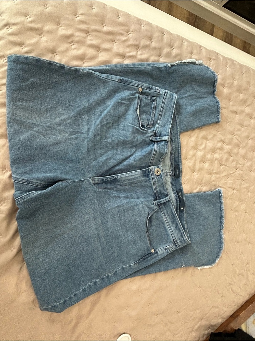 J. Jill Women's Straight-Leg Denim Jeans in Blue with Frayed Hem - Picture 2 of 6